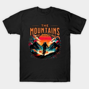 The Mountains are Calling Mountain Bike Design T-Shirt